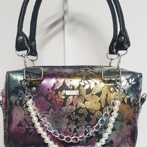 Handmade Faux Leather And Cotton Mini Handbag.